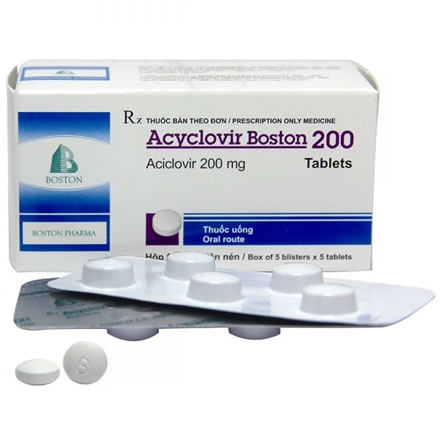 Thuốc Acyclovir 200mg Boston hỗ trợ điều trị thủy đậu, nhiễm virus herpes (5 vỉ x 5 viên)
