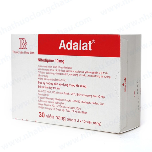 Thuốc Adalat 10mg Bayer hỗ trợ điều trị tăng huyết áp vô căn (3 vỉ x 10 viên)