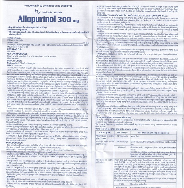Thuốc Allopurinol 300mg Domesco điều trị tăng acid uric máu (20 viên)