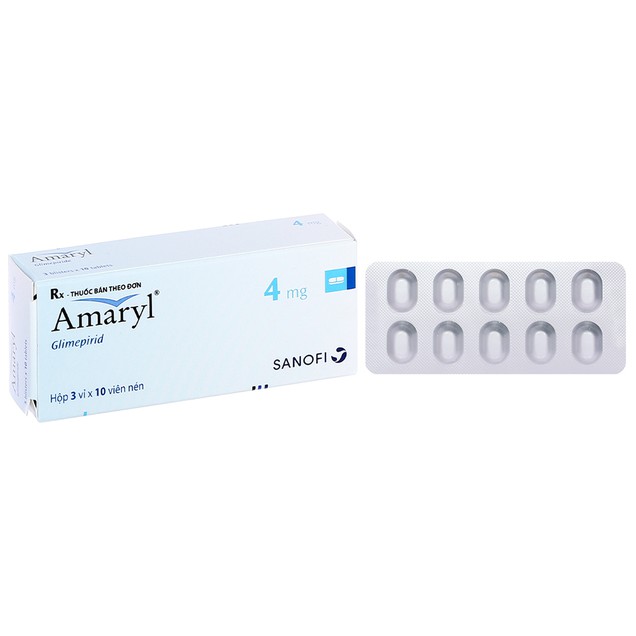 Thuốc Amaryl 4mg Sanofi hỗ trợ điều trị tiểu đường type 2 (3 vỉ x 10 viên)