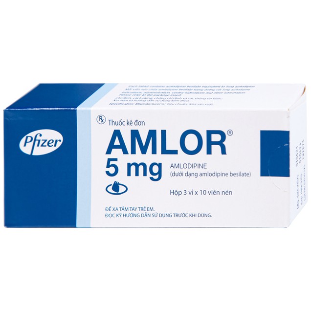 Thuốc Amlor 5mg Pfizer điều trị tăng huyết áp (3 vỉ x 10 viên)