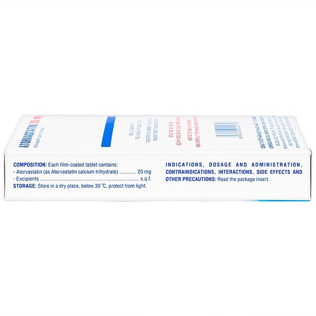 Thuốc Atorvastatin 20mg Domesco hỗ trợ điều trị rối loạn mỡ máu (2 vỉ x 10 viên)