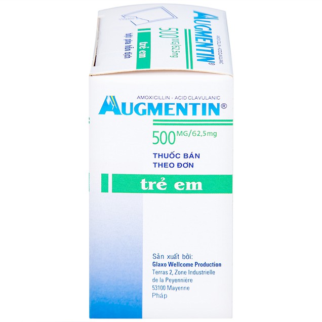Bột pha hỗn dịch Augmentin 500mg/62,5mg GSK điều trị ngắn hạn các nhiễm khuẩn (12 gói)