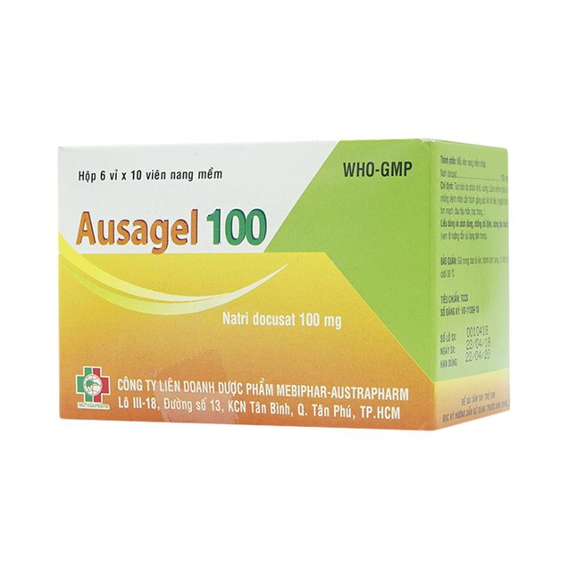 Thuốc Ausagel 100mg Mebiphar hỗ trợ điều trị triệu chứng táo bón (6 vỉ x 10 viên)