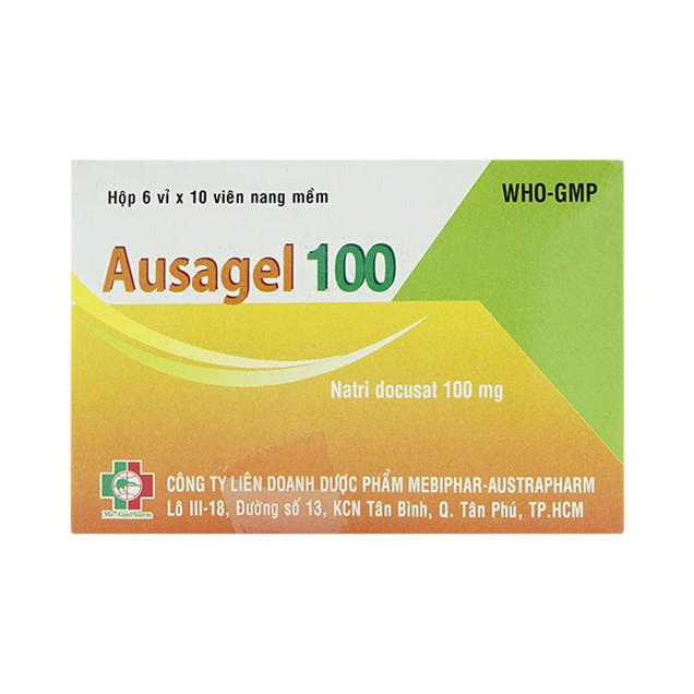 Thuốc Ausagel 100mg Mebiphar hỗ trợ điều trị triệu chứng táo bón (6 vỉ x 10 viên)