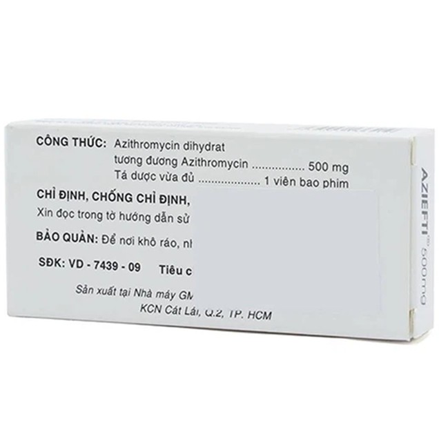 Thuốc Aziefti 500mg Dược 3-2 hỗ trợ điều trị nhiễm khuẩn đường hô hấp (3 viên)