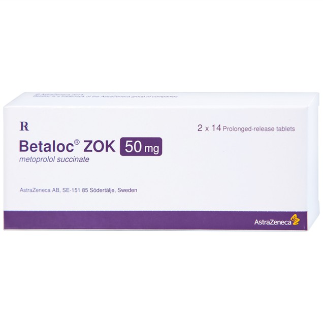 Thuốc Betaloc Zok 50mg điều trị tăng huyết áp, suy tim (28 viên)