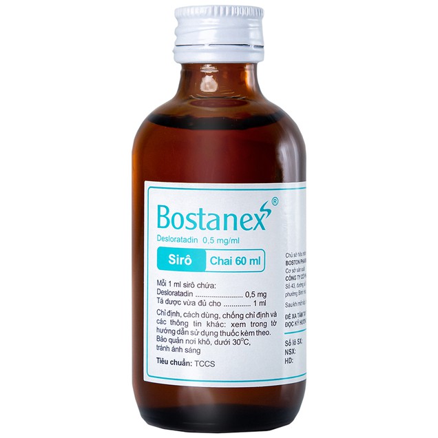 Siro Bostanex 0.5mg/ml Boston hỗ trợ điều trị viêm mũi dị ứng, nổi mày đay (60ml)