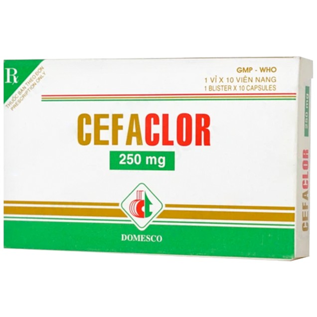 Thuốc Cefaclor 250mg Domesco điều trị nhiễm khuẩn đường hô hấp (10 Viên)
