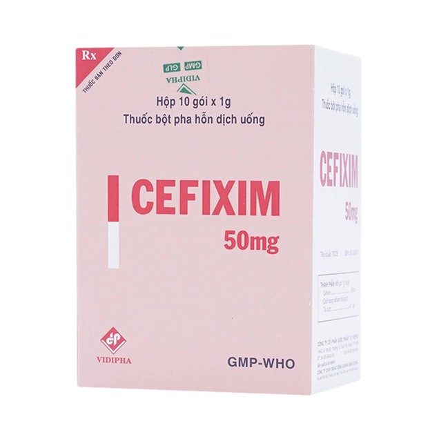 Thuốc bột pha Cefixim 50mg Vidipha điều trị nhiễm khuẩn đường hô hấp (10 gói)