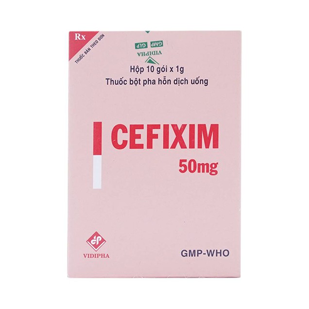 Thuốc bột pha Cefixim 50mg Vidipha điều trị nhiễm khuẩn đường hô hấp (10 gói)
