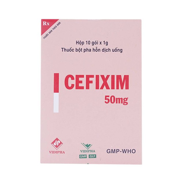 Thuốc bột pha Cefixim 50mg Vidipha điều trị nhiễm khuẩn đường hô hấp (10 gói)