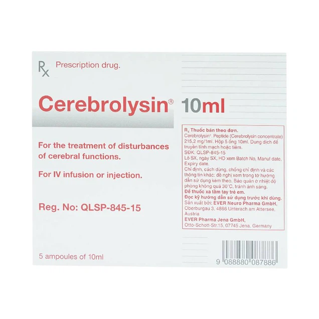 Thuốc Cerebrolysin EVER Neuro Pharma điều trị rối loạn trí nhớ (5 ống x 10ml)