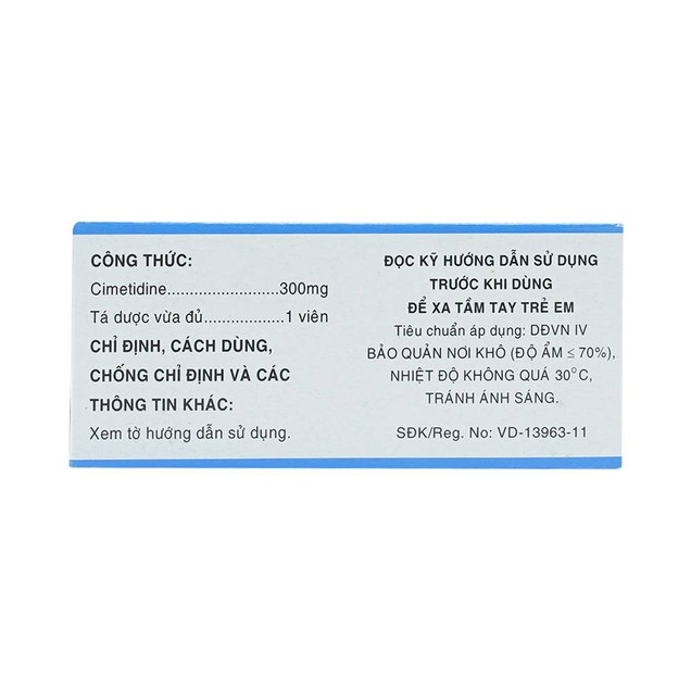 Thuốc Cimetidine MKP 300mg Mekophar điều trị loét dạ dày (10 vỉ x 10 viên)