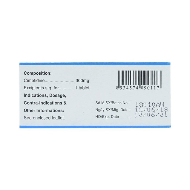 Thuốc Cimetidine MKP 300mg Mekophar điều trị loét dạ dày (10 vỉ x 10 viên)