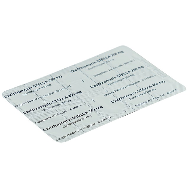Thuốc Clarithromycin Stella 250mg điều trị nhiễm khuẩn do vi khuẩn nhạy cảm (20 viên)