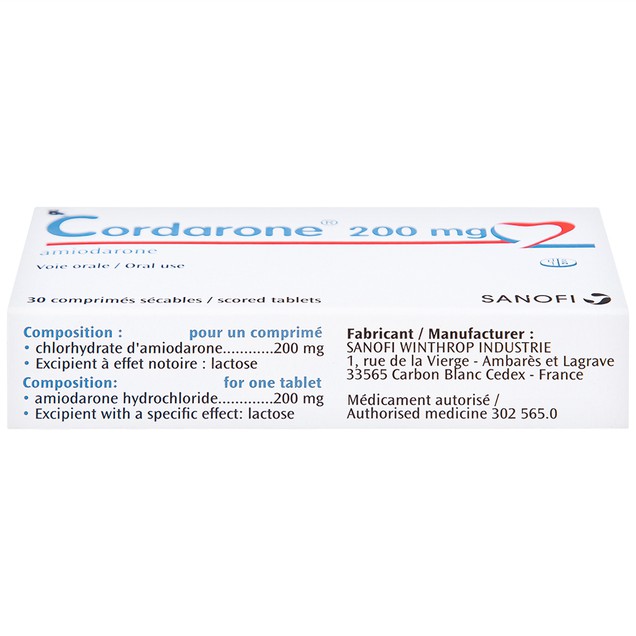 Thuốc Cordarone 200mg Sanofi duy trì nhịp đập của tim ở mức duy trì và ổn định (30 viên)
