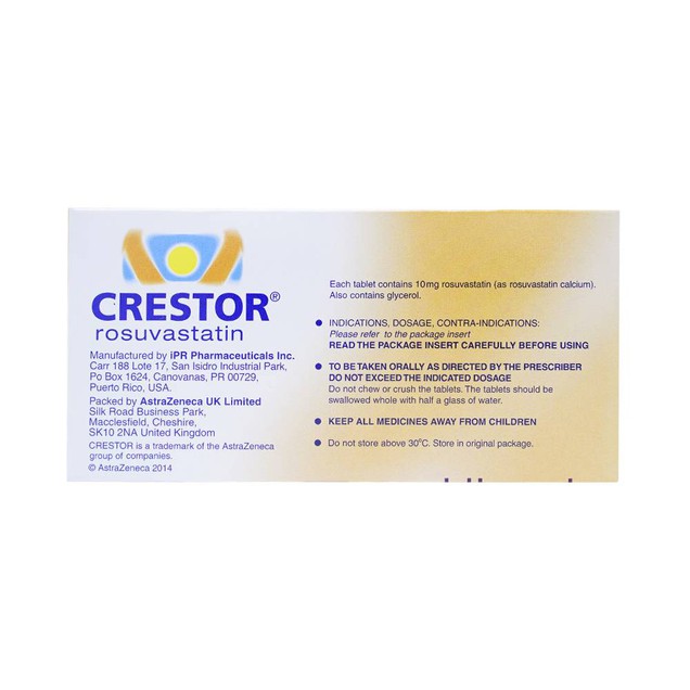 Thuốc Crestor 10mg AstraZeneca điều trị tăng cholesterol máu (28 viên)