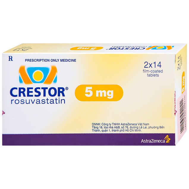 Thuốc Crestor 5mg AstraZeneca điều trị tăng cholesterol máu nguyên phát (28 viên)