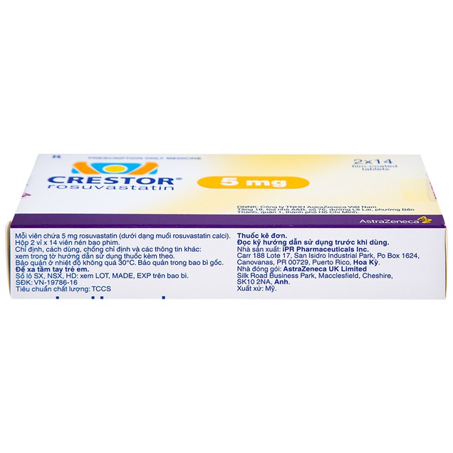 Thuốc Crestor 5mg AstraZeneca điều trị tăng cholesterol máu nguyên phát (28 viên)