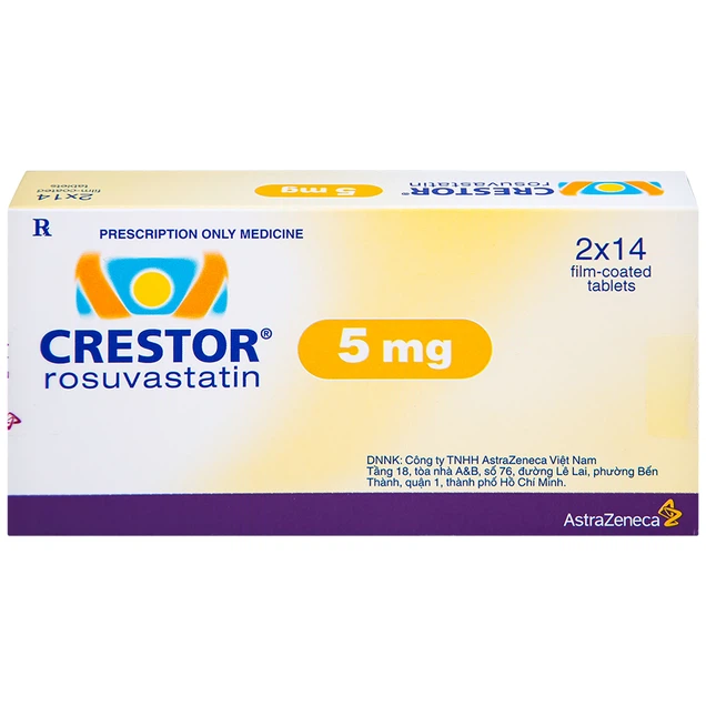 Thuốc Crestor 5mg AstraZeneca điều trị tăng cholesterol máu nguyên phát (28 viên)