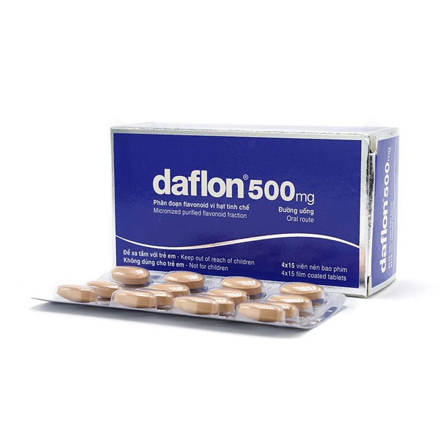 Thuốc Daflon 500mg Servier điều trị triệu chứng liên quan đến suy giảm tĩnh mạch bạch huyết và trĩ cấp (60 viên)