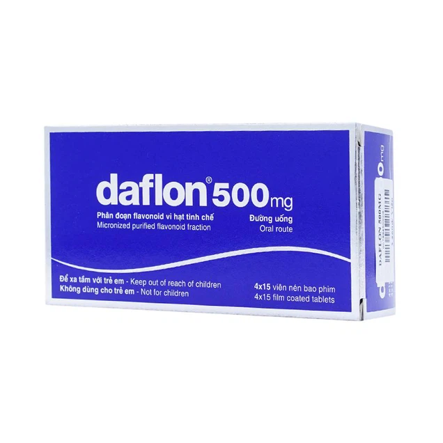 Thuốc Daflon 500mg Servier điều trị triệu chứng liên quan đến suy giảm tĩnh mạch bạch huyết và trĩ cấp (60 viên)