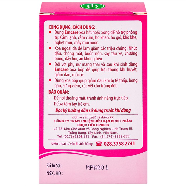 Dầu tràm Emcare  Opodis Pharma phòng và trị cảm cúm, ho khan cho em bé (25ml)