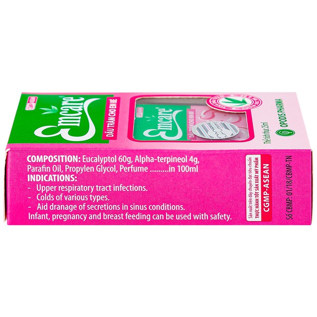 Dầu tràm Emcare  Opodis Pharma phòng và trị cảm cúm, ho khan cho em bé (25ml)