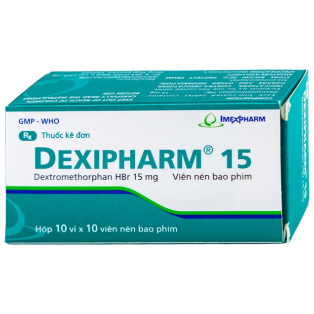Thuốc Dexipharm 15mg Imexpharm điều trị triệu chứng ho do họng và phế quản bị kích thích (100 viên)