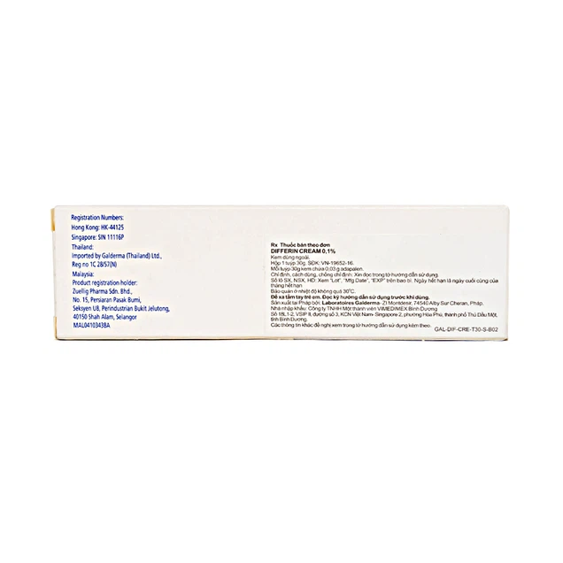 Kem trị mụn Differin 0.1% hỗ trợ trị mụn ẩn, mụn trứng cá (Tuýp 30g) 