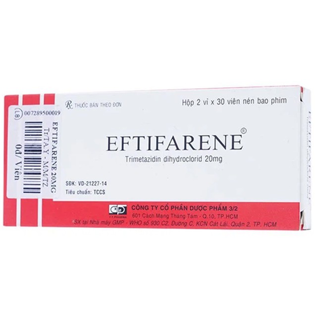 Thuốc Eftifarene 20mg Dược 3-2 điều trị đau thắt ngực (2 vỉ x 30 viên)