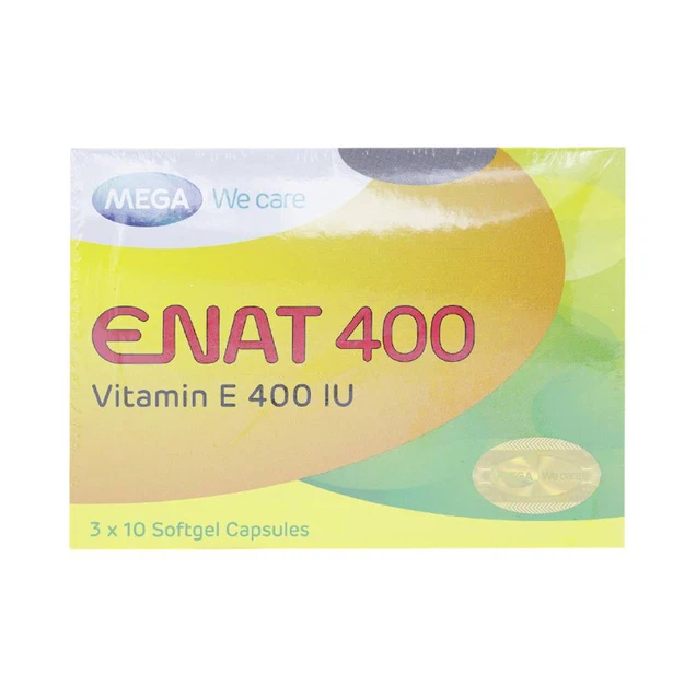 Thuốc Enat 400IU MEGA We care hỗ trợ điều trị thiếu Vitamin E (3 vỉ x 10 viên)