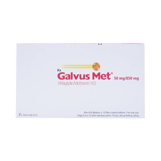 Thuốc Galvus Met 50mg/850mg Novartis điều trị đái tháo đường tuýp 2 (6 vỉ x 10 viên)