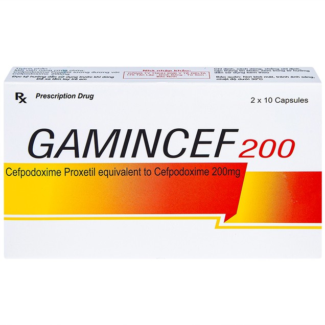 Thuốc Gamincef 200mg Maxim điều trị viêm phổi, viêm phế quản, viêm họng (20 viên)