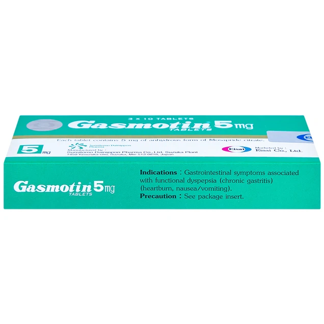 Thuốc Gasmotin 5mg Eisai điều trị viêm dạ dày (3 vỉ x 10 viên)