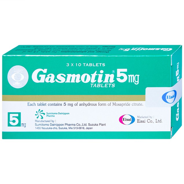 Thuốc Gasmotin 5mg Eisai điều trị viêm dạ dày (3 vỉ x 10 viên)