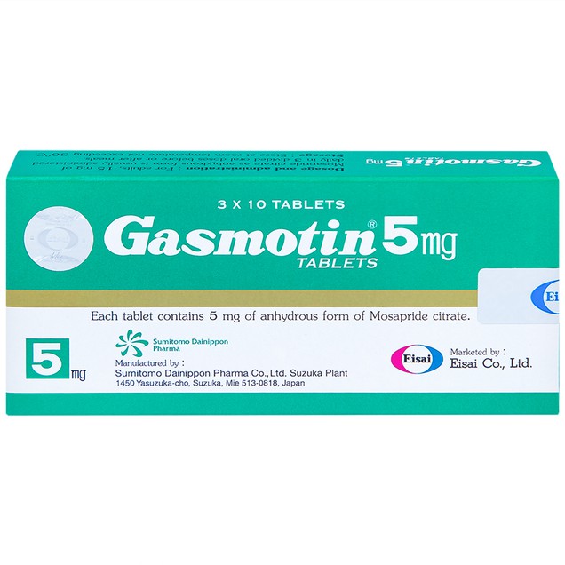 Thuốc Gasmotin 5mg Eisai điều trị viêm dạ dày (3 vỉ x 10 viên)