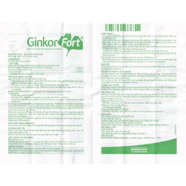 Thuốc Ginkor Fort 30mg Laboratoires Tonipharm điều trị suy tĩnh mạch bạch huyết (30 viên)
