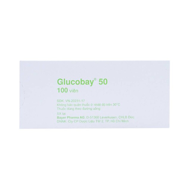 Thuốc Glucobay 50mg Bayer điều trị kết hợp bệnh nhân tiểu đường (10 vỉ x 10 viên)