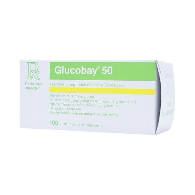 Thuốc Glucobay 50mg Bayer điều trị kết hợp bệnh nhân tiểu đường (10 vỉ x 10 viên)