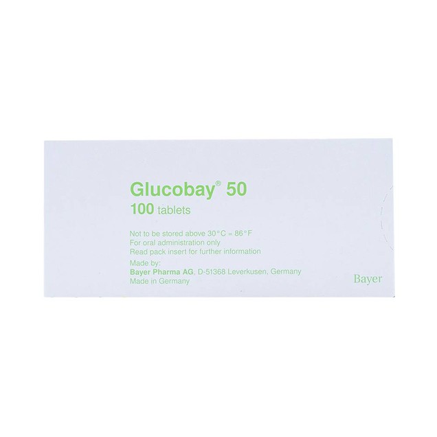 Thuốc Glucobay 50mg Bayer điều trị kết hợp bệnh nhân tiểu đường (10 vỉ x 10 viên)