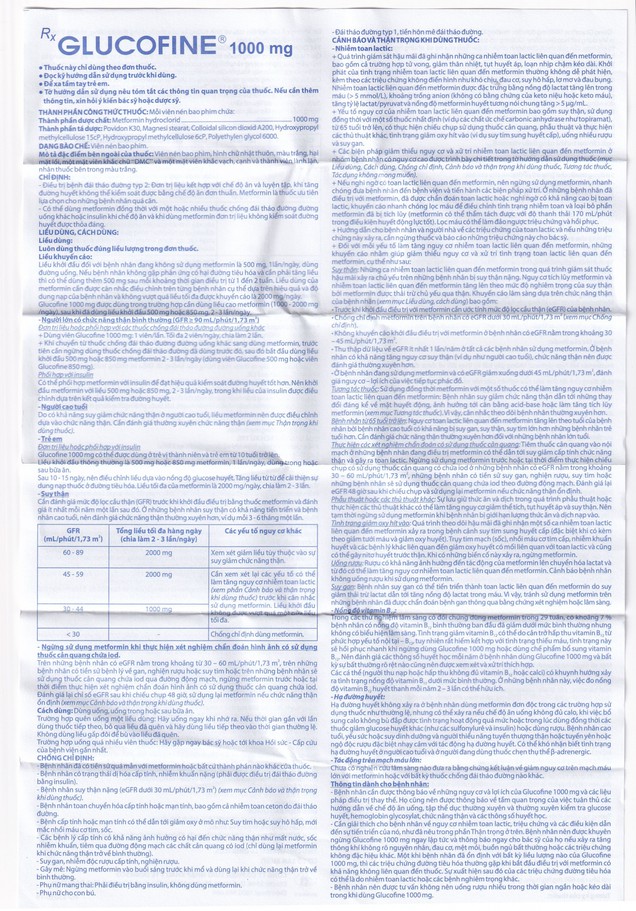 Thuốc Glucofine 1000mg Domesco hỗ trợ điều trị đái tháo đường type 2 (3 vỉ x 10 viên)