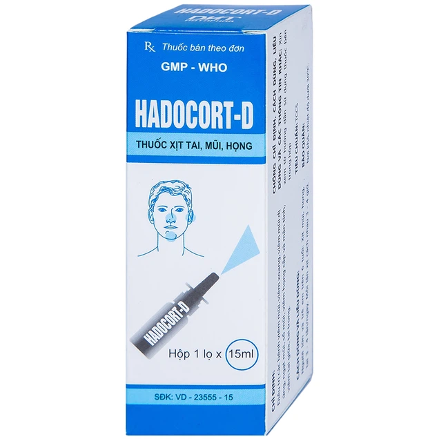 Thuốc xịt mũi Hadocort-D Hà Tây điều trị viêm mũi, viêm xoang (15ml)