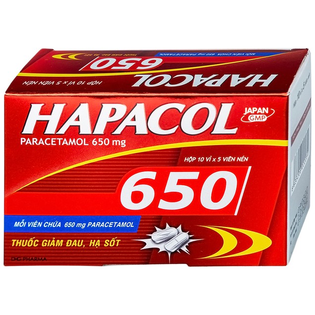 Thuốc Hapacol 650 hỗ trợ giảm đau, hạ sốt (10 vỉ x 5 viên)