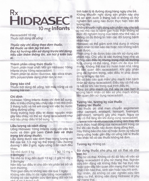Thuốc Hidrasec 10mg Abbott điều trị tiêu chảy cấp ở trẻ (16 gói)