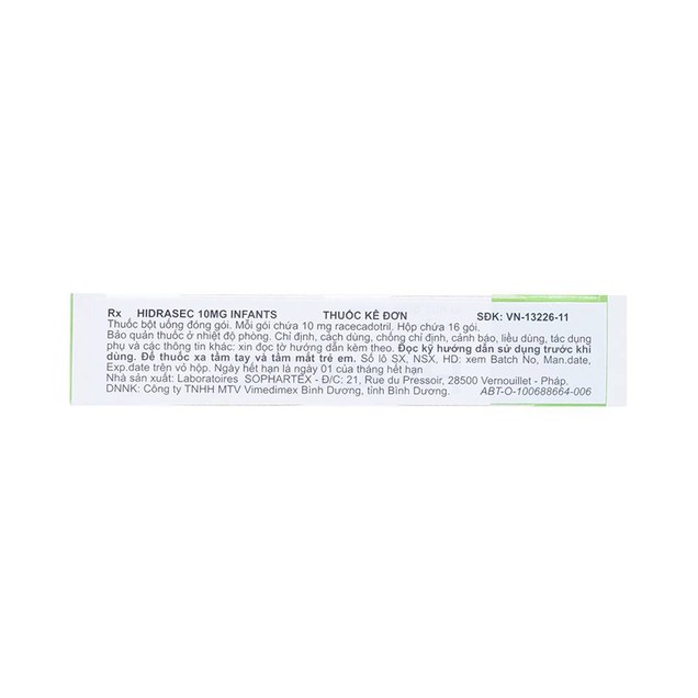 Thuốc Hidrasec 10mg Abbott điều trị tiêu chảy cấp ở trẻ (16 gói)