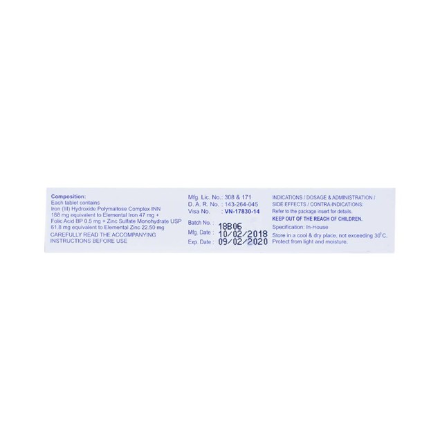 Thuốc Ipec-Plus Aristopharma điều trị thiếu sắt, acid folic và kẽm (3 vỉ x 10 viên)