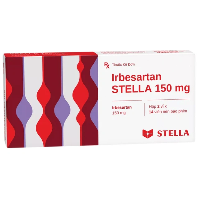 Thuốc Irbesartan Stella 150mg điều trị tăng huyết áp (2 vỉ x 14 viên)