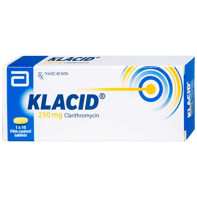 Thuốc Klacid 250mg Abbott điều trị viêm amidan, viêm tai giữa (10 viên)